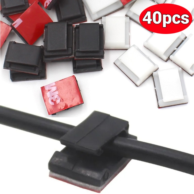 Cable Staple Clip - 40/10Pcs Self-adhesive Car Cable Clips Cable