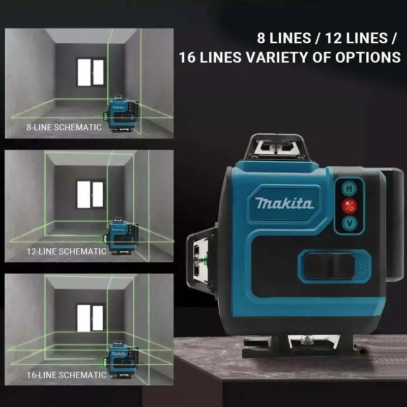 Level Laser Line - Makita 18V Battery,16Lines4D Green Laser Level,