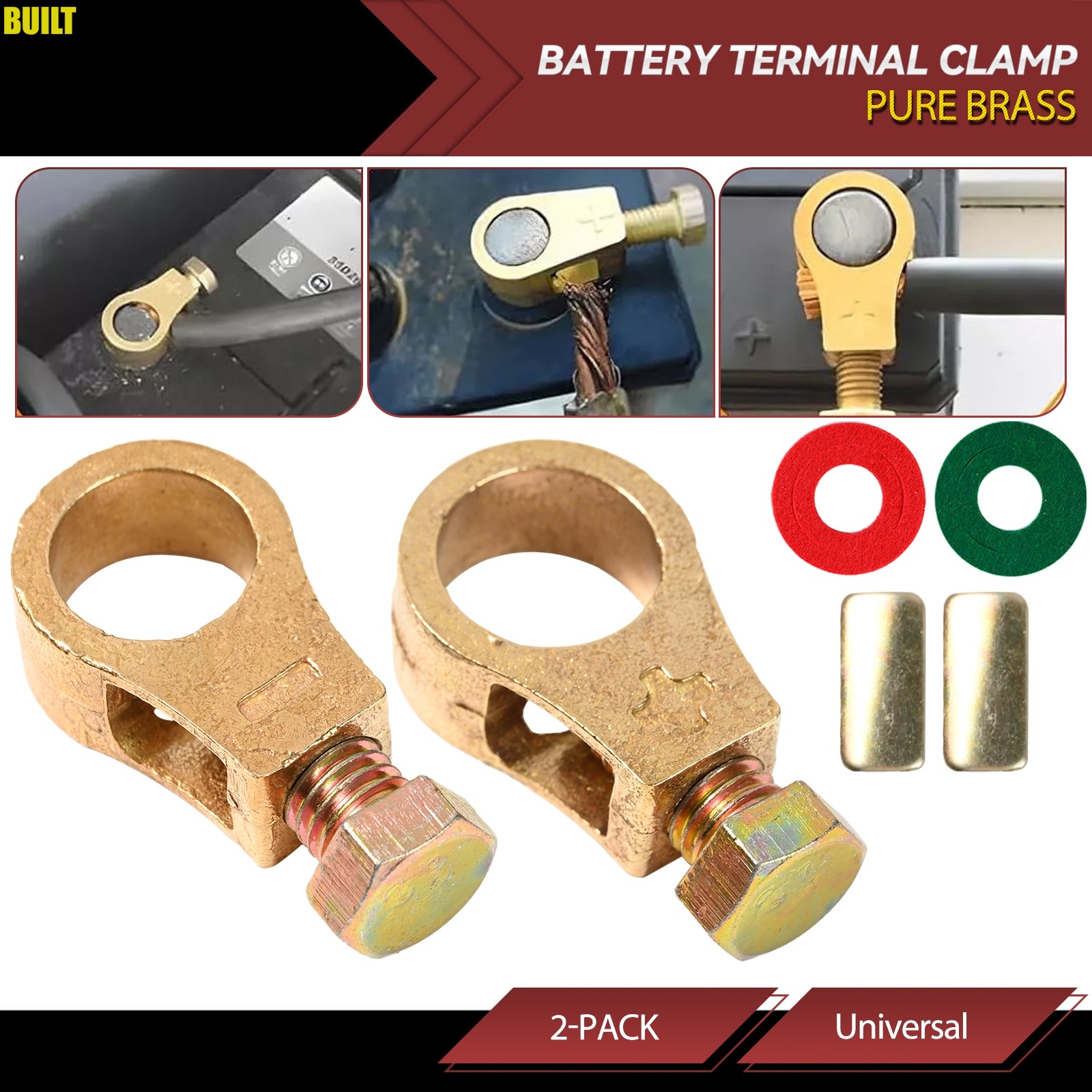 2pcs Pure Brass Car Battery Te - Cable Staple Clip recension och pris